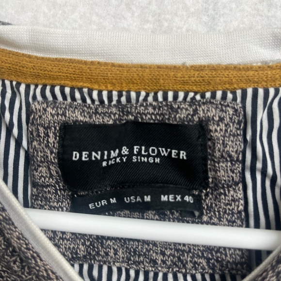 Denim & Flower Ricky Singh Layered Knit Long Sleeve Shirt Gray Size Medium - Picture 3 of 6